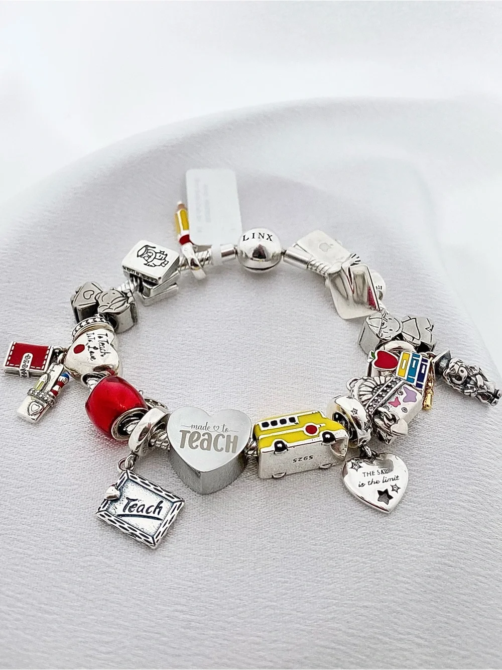 Linx Snake Chain Bracelet with Personalized Teacher Themed Charms